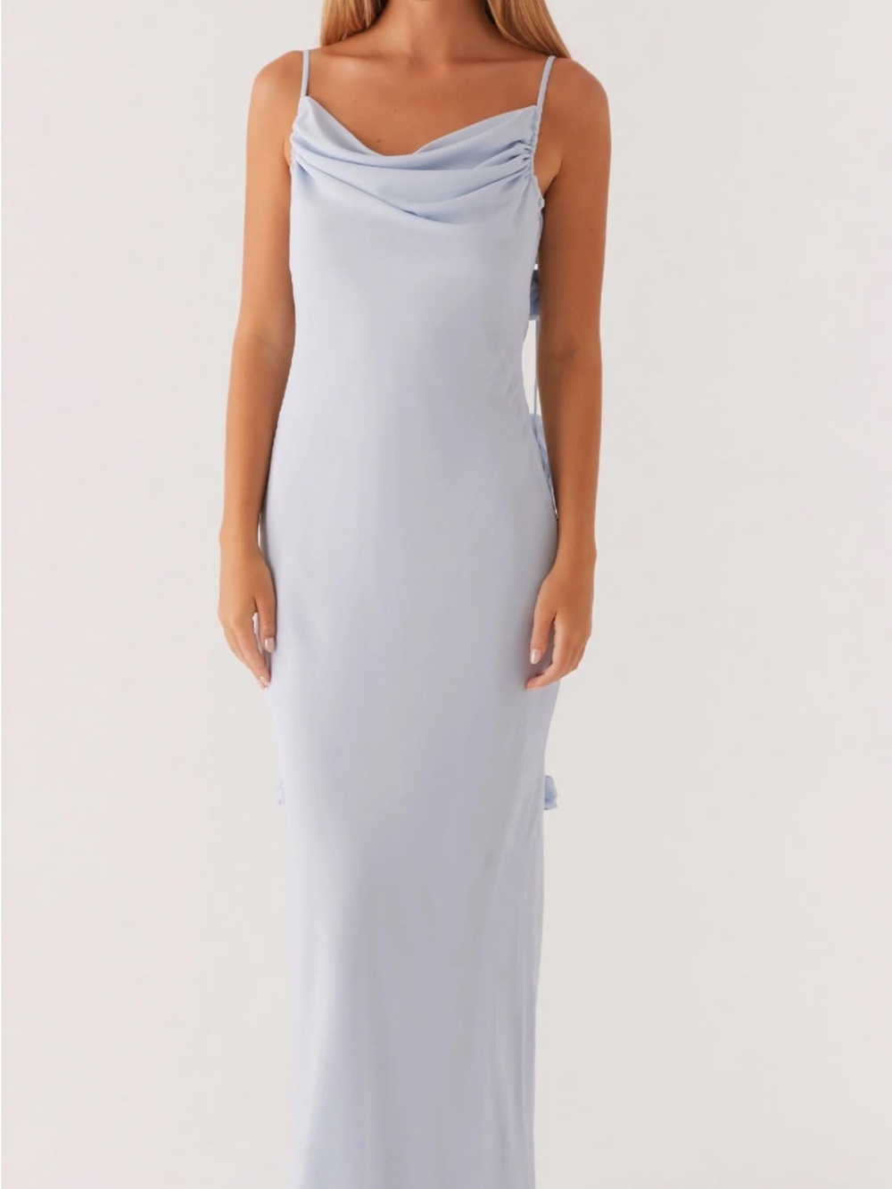 Peppermayo Light Blue Cowl Neck Maxi Dress